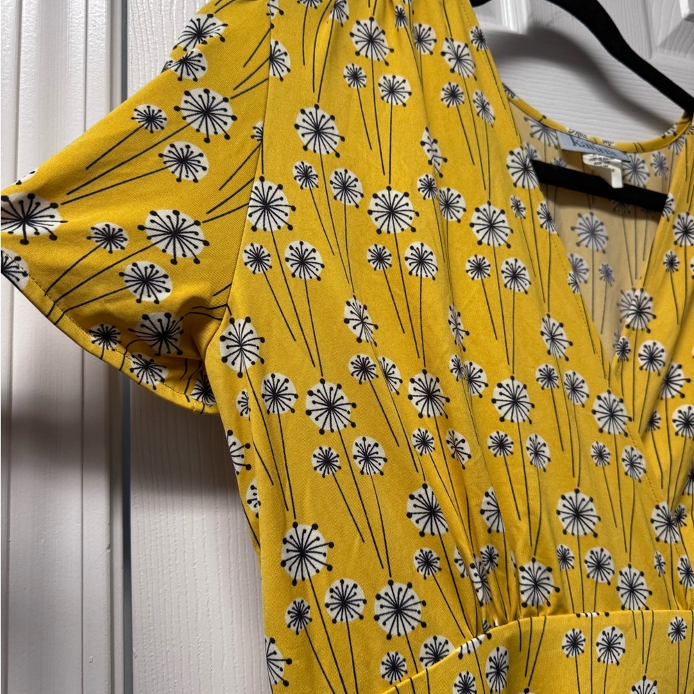 Yellow Flutter Sleeve V-Neck Midi Sundress - Picture 4 of 5